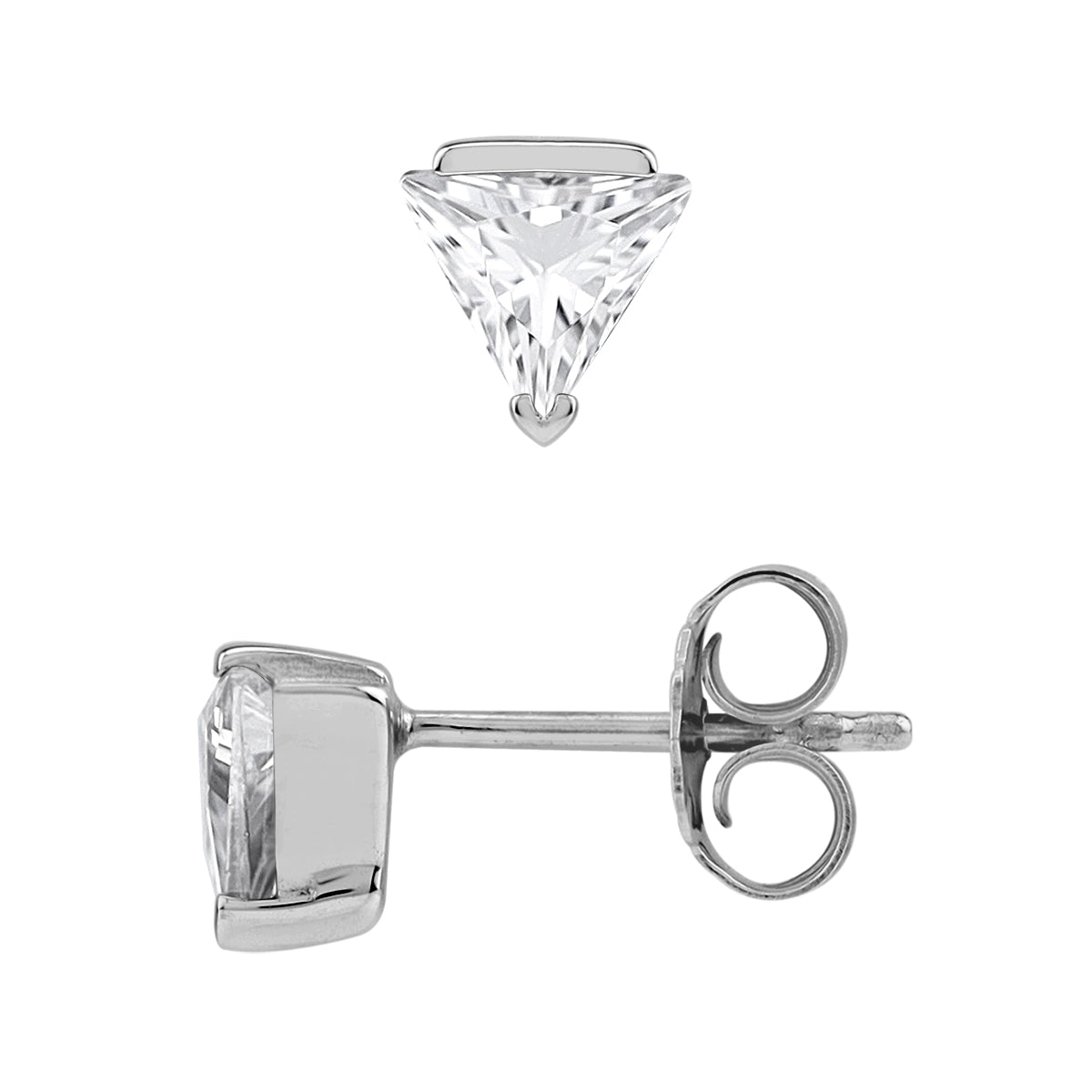 Petite 5MM Triangle White CZ 925 Sterling Silver Minimalist Trendy Chic Geometric Stud Earrings silvershake