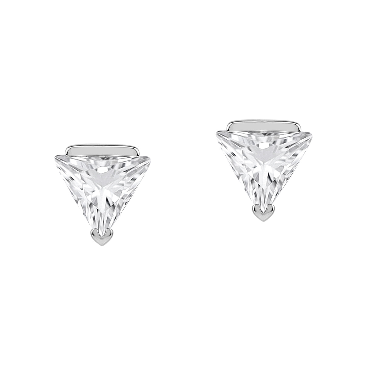 Petite 5MM Triangle White CZ 925 Sterling Silver Minimalist Trendy Chic Geometric Stud Earrings silvershake