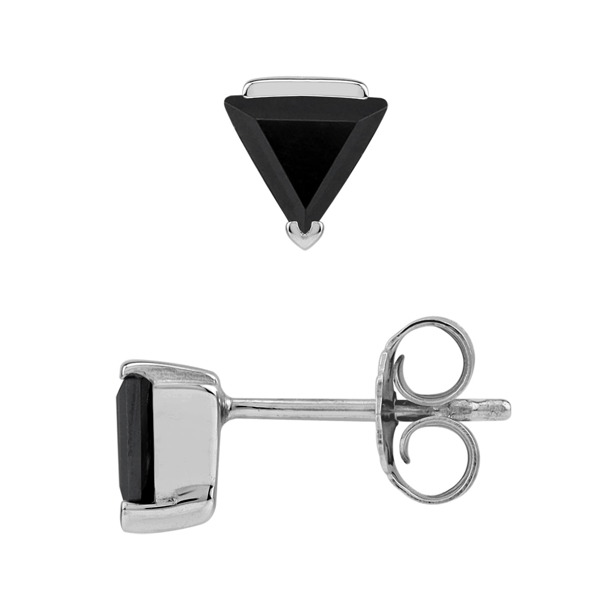 Petite 5MM Triangle Natural Black Onyx 925 Sterling Silver Minimalist Trendy Geometric Stud Earrings silvershake