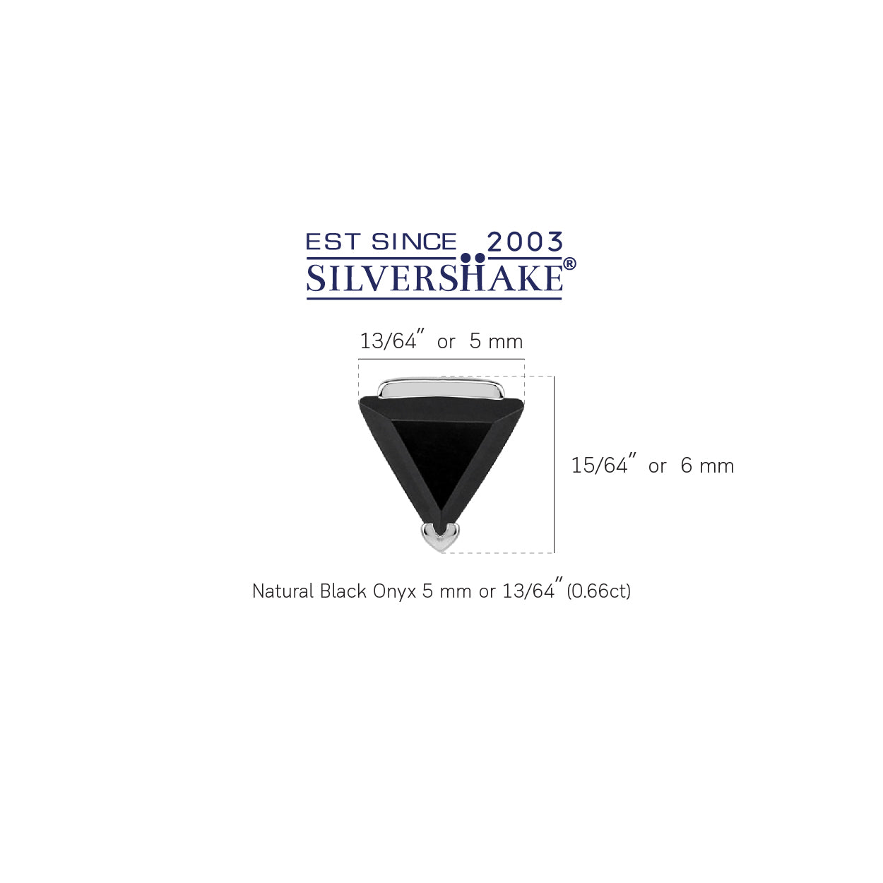 Petite 5MM Triangle Natural Black Onyx 925 Sterling Silver Minimalist Trendy Geometric Stud Earrings silvershake
