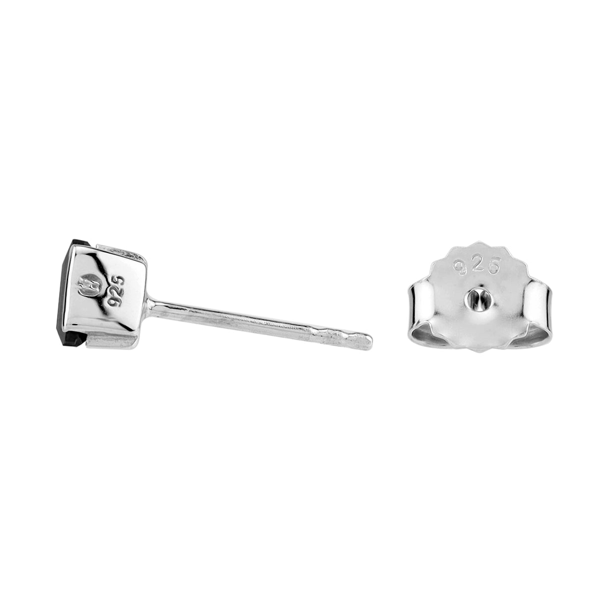 Petite 5MM Triangle Natural Black Onyx 925 Sterling Silver Minimalist Trendy Geometric Stud Earrings silvershake