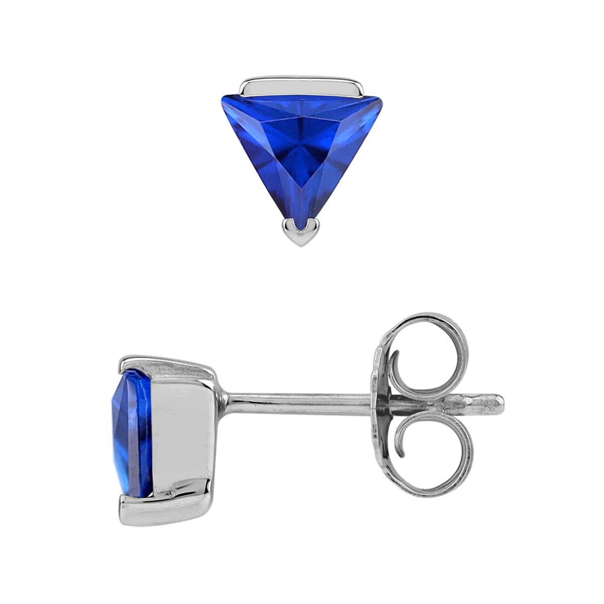 Petite 5MM Triangle Created Blue Sapphire 925 Sterling Silver Minimalist Geometric Stud Earrings silvershake
