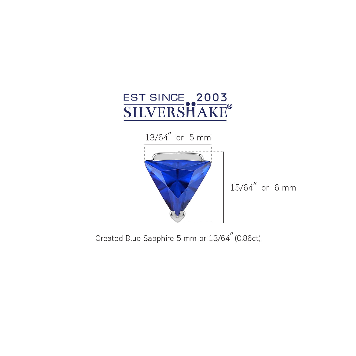 Petite 5MM Triangle Created Blue Sapphire 925 Sterling Silver Minimalist Geometric Stud Earrings silvershake