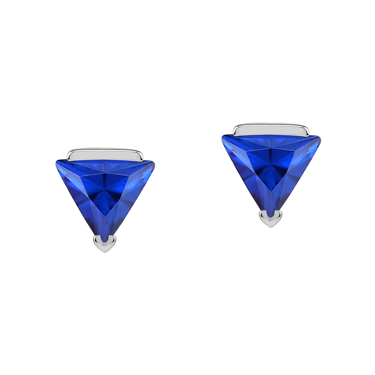 Petite 5MM Triangle Created Blue Sapphire 925 Sterling Silver Minimalist Geometric Stud Earrings silvershake