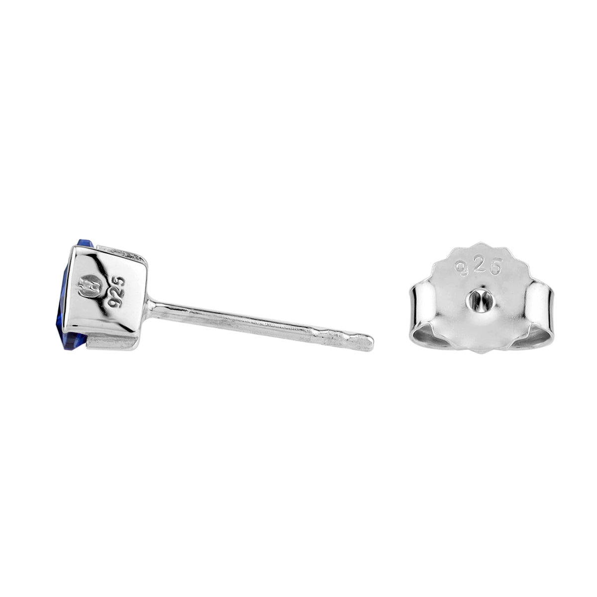Petite 5MM Triangle Created Blue Sapphire 925 Sterling Silver Minimalist Geometric Stud Earrings silvershake