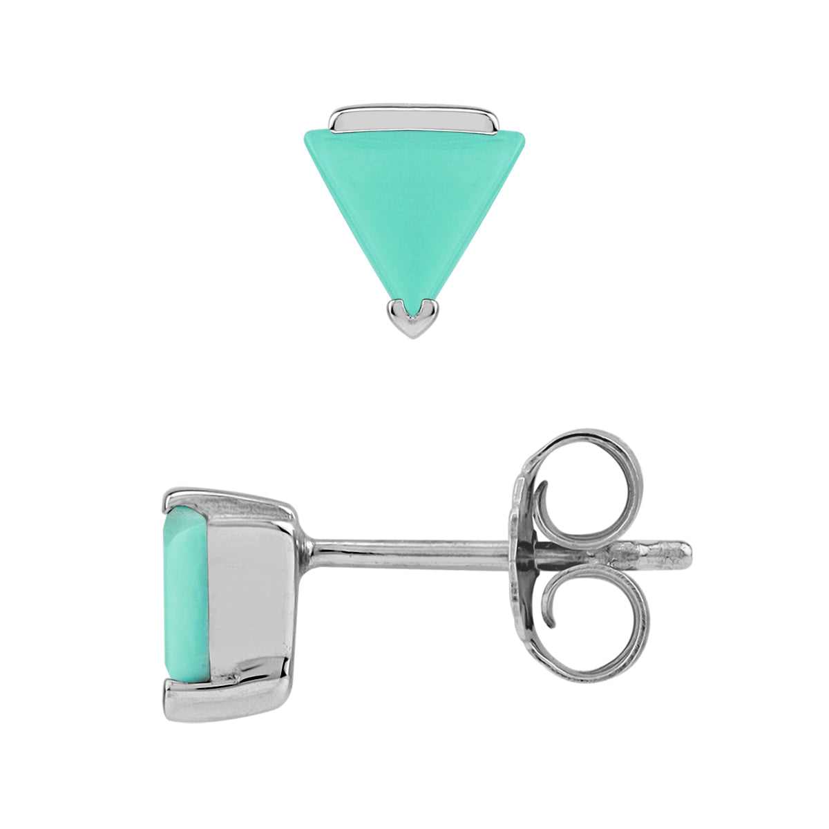 Petite 5MM Triangle Created Green Turquoise 925 Sterling Silver Minimalist Geometric Stud Earrings silvershake