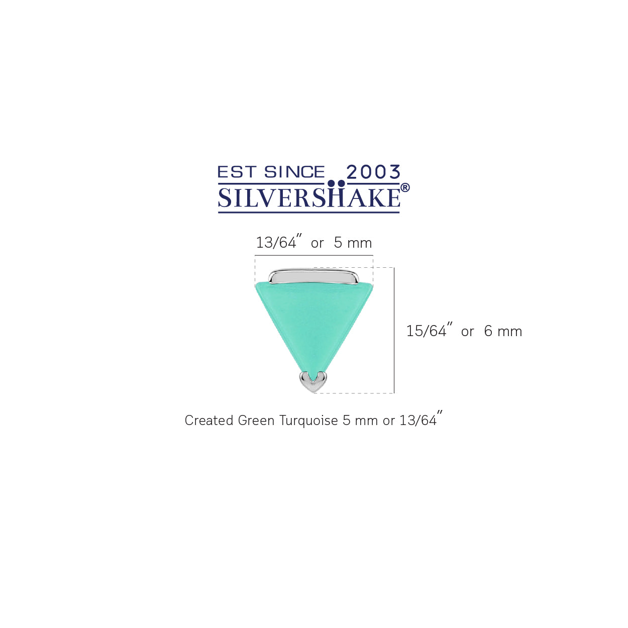 Petite 5MM Triangle Created Green Turquoise 925 Sterling Silver Minimalist Geometric Stud Earrings silvershake