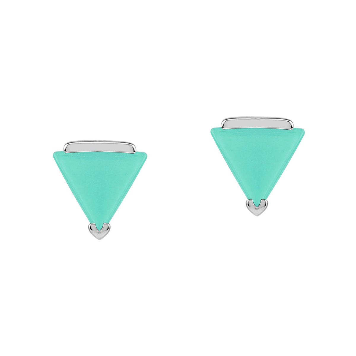 Petite 5MM Triangle Created Green Turquoise 925 Sterling Silver Minimalist Geometric Stud Earrings silvershake