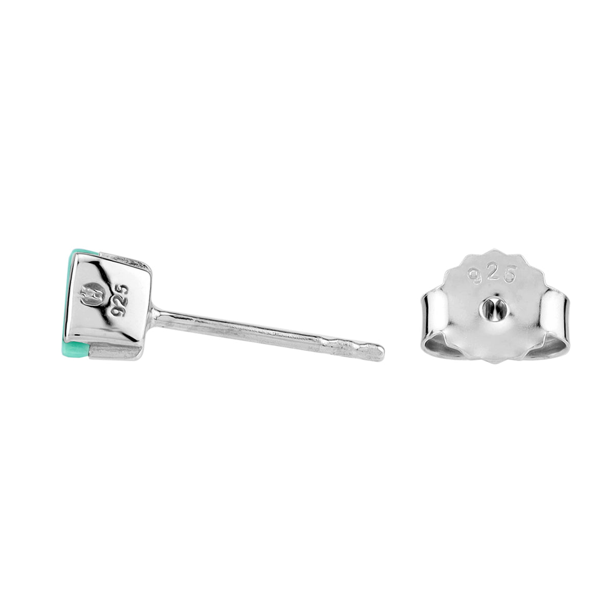 Petite 5MM Triangle Created Green Turquoise 925 Sterling Silver Minimalist Geometric Stud Earrings silvershake