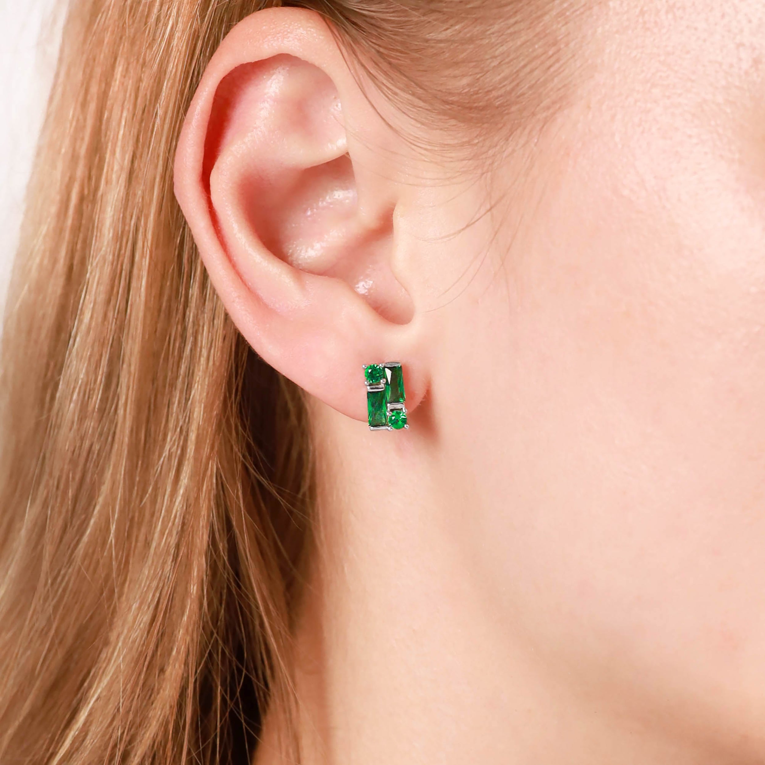 Created Blue Sapphire 925 Sterling Silver Minimalist Fashion Geometric Cluster Stud Post Earrings silvershake