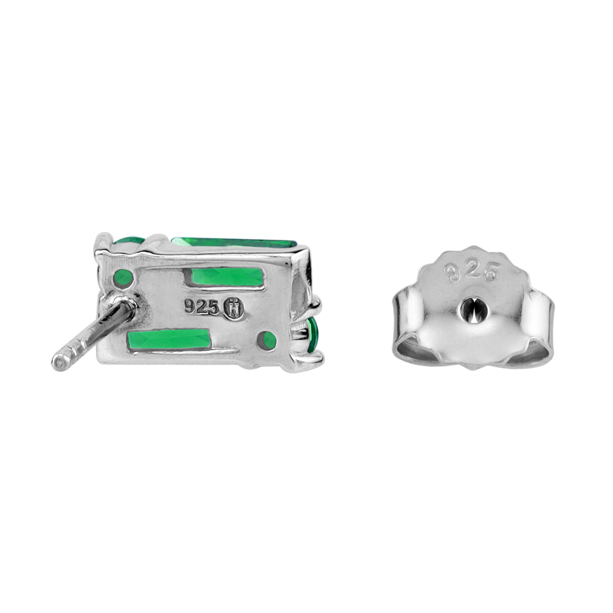 Created Nano Green Emerald 925 Sterling Silver Minimalist Fashion Geometric Cluster Stud Earrings silvershake