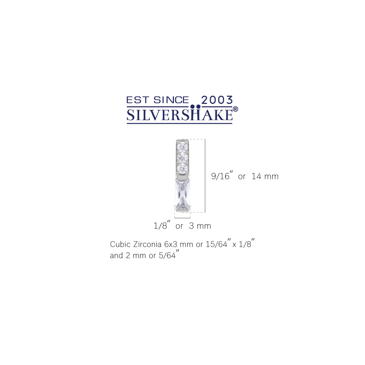 Cubic Zirconia White Gold Plated 925 Sterling Silver Minimalist Trendy Bar Stud Post Earrings silvershake