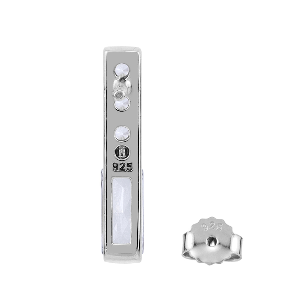 Cubic Zirconia White Gold Plated 925 Sterling Silver Minimalist Trendy Bar Stud Post Earrings silvershake
