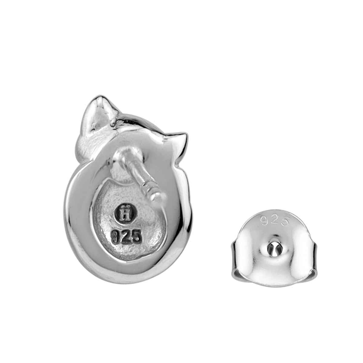 Petite White Gold Plated 925 Sterling Silver Minimalist Chic Cat Pet Casual Stud Post Earrings
