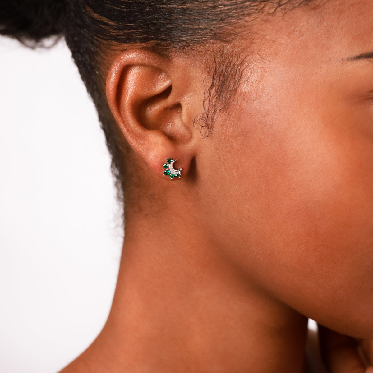 White Cubic Zirconia 925 Sterling Silver Minimalist Trendy Chic Crescent Moon Stud Earrings silvershake