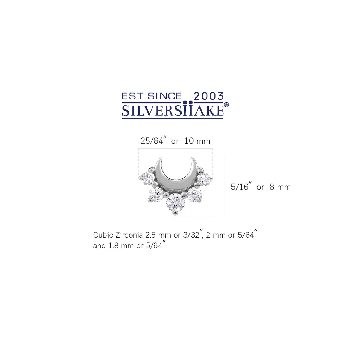White Cubic Zirconia 925 Sterling Silver Minimalist Trendy Chic Crescent Moon Stud Earrings silvershake