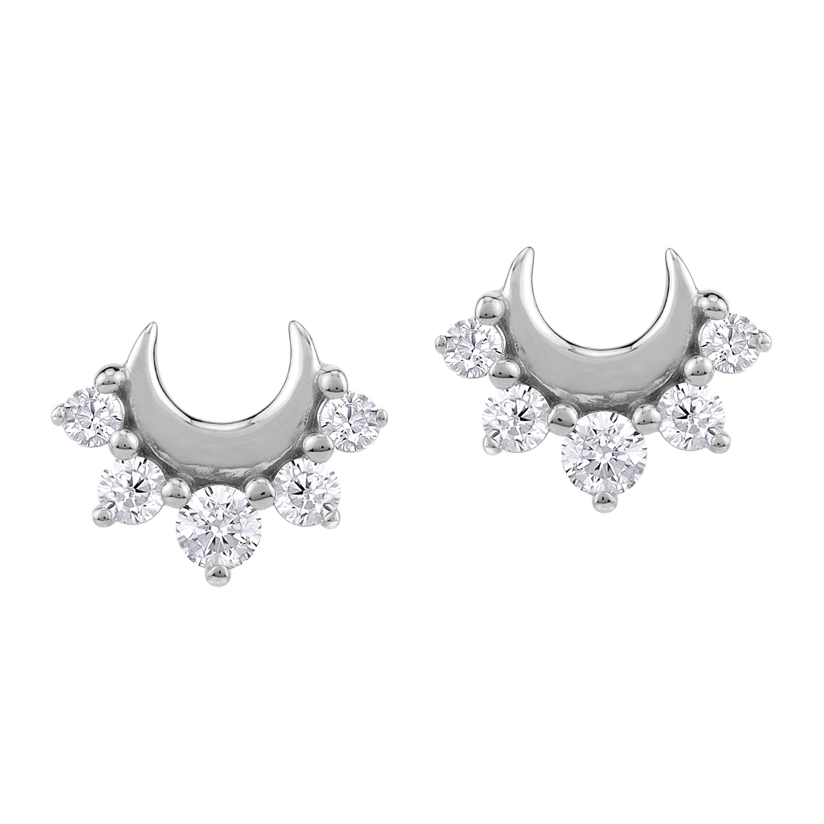 White Cubic Zirconia 925 Sterling Silver Minimalist Trendy Chic Crescent Moon Stud Earrings silvershake