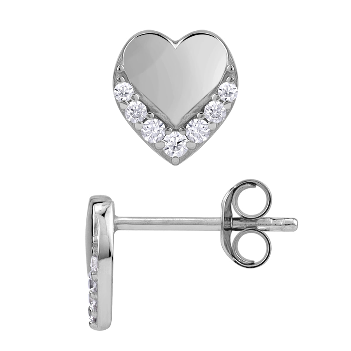 Petite White Cubic Zirconia 925 Sterling Silver Minimalist Trendy Heart Casual Love Stud Earrings silvershake