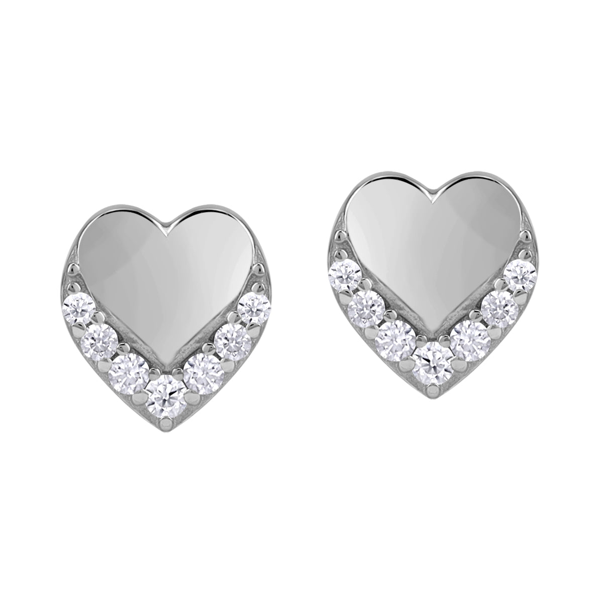 Petite White Cubic Zirconia 925 Sterling Silver Minimalist Trendy Heart Casual Love Stud Earrings silvershake