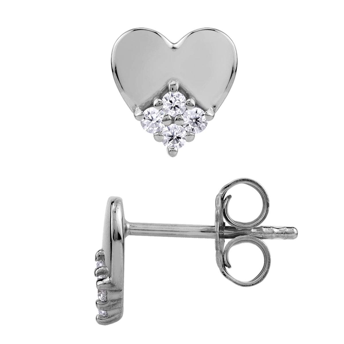 Petite White Cubic Zirconia 925 Sterling Silver Minimalist Trendy Heart Casual Love Stud Earrings silvershake