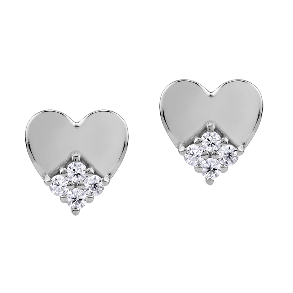 Petite White Cubic Zirconia 925 Sterling Silver Minimalist Trendy Heart Casual Love Stud Earrings silvershake