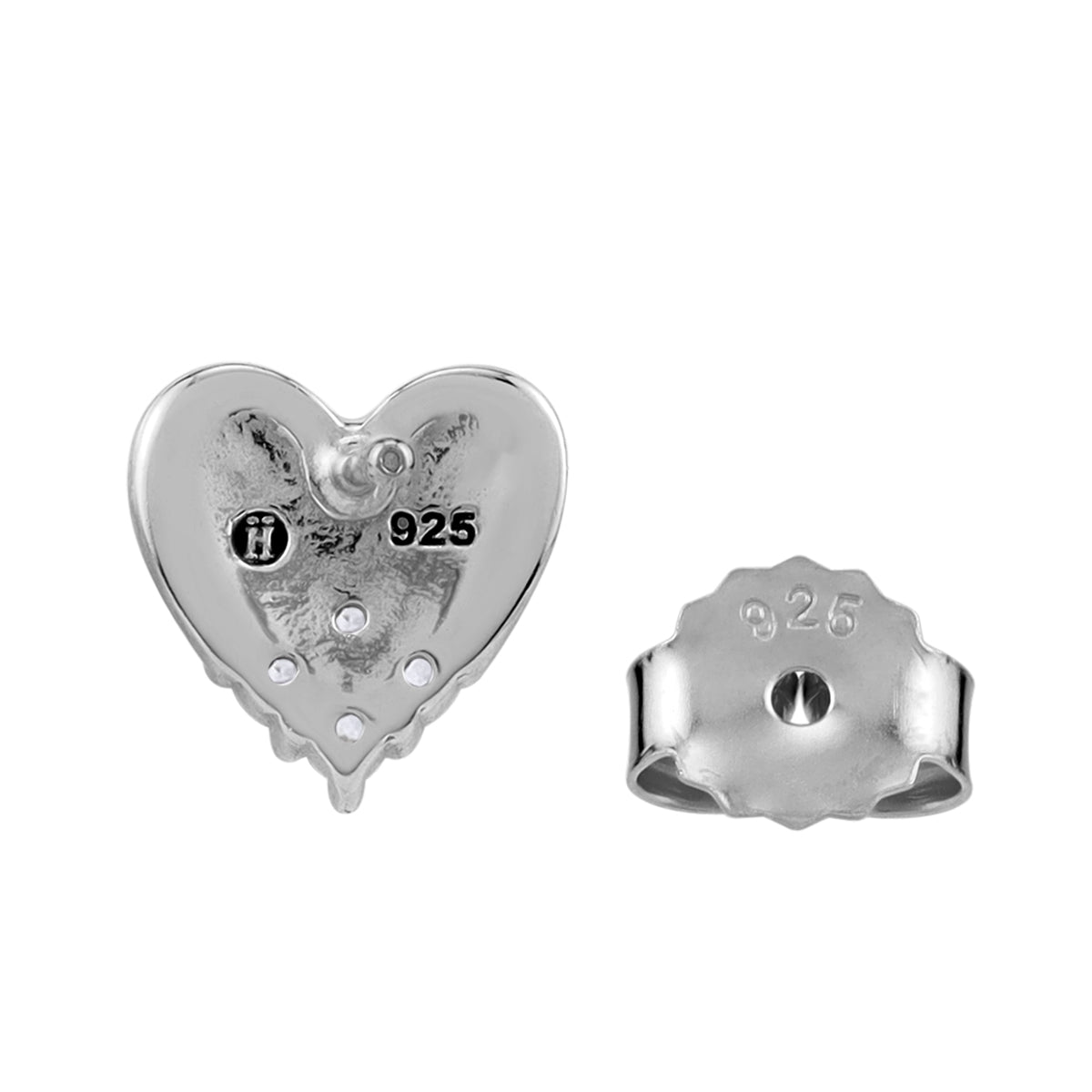 Petite White Cubic Zirconia 925 Sterling Silver Minimalist Trendy Heart Casual Love Stud Earrings silvershake