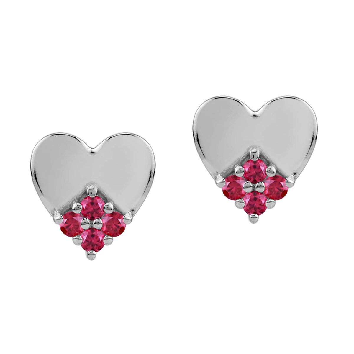 Petite Simulated Red Ruby 925 Sterling Silver Minimalist Trendy Heart Casual Love Stud Earrings silvershake