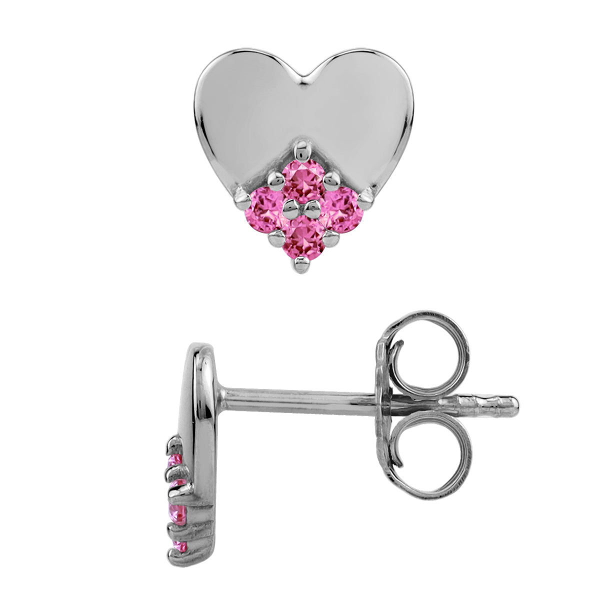 Petite Created Pink Tourmaline 925 Sterling Silver Minimalist Trendy Heart Casual Love Stud Earrings silvershake