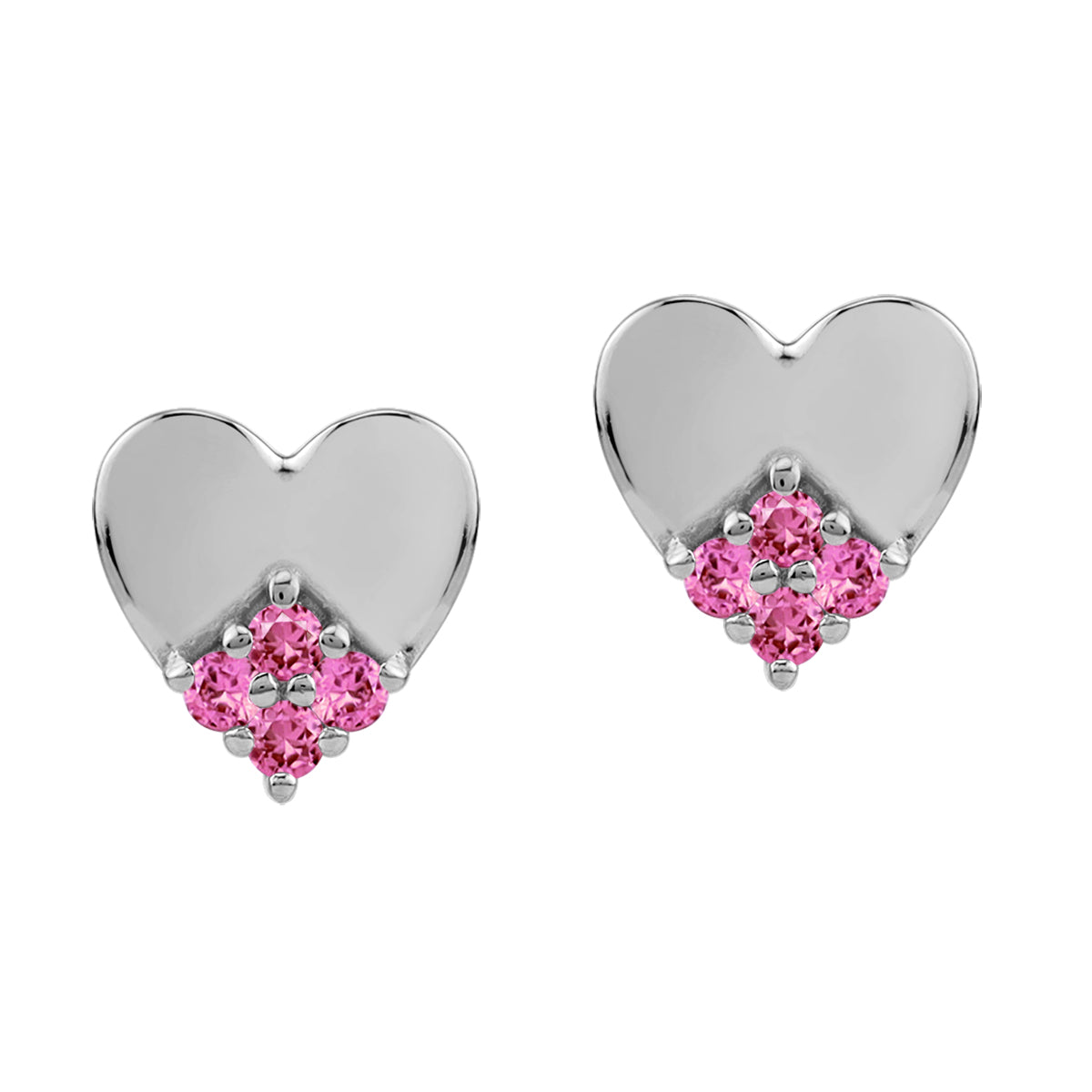 Petite Created Pink Tourmaline 925 Sterling Silver Minimalist Trendy Heart Casual Love Stud Earrings silvershake