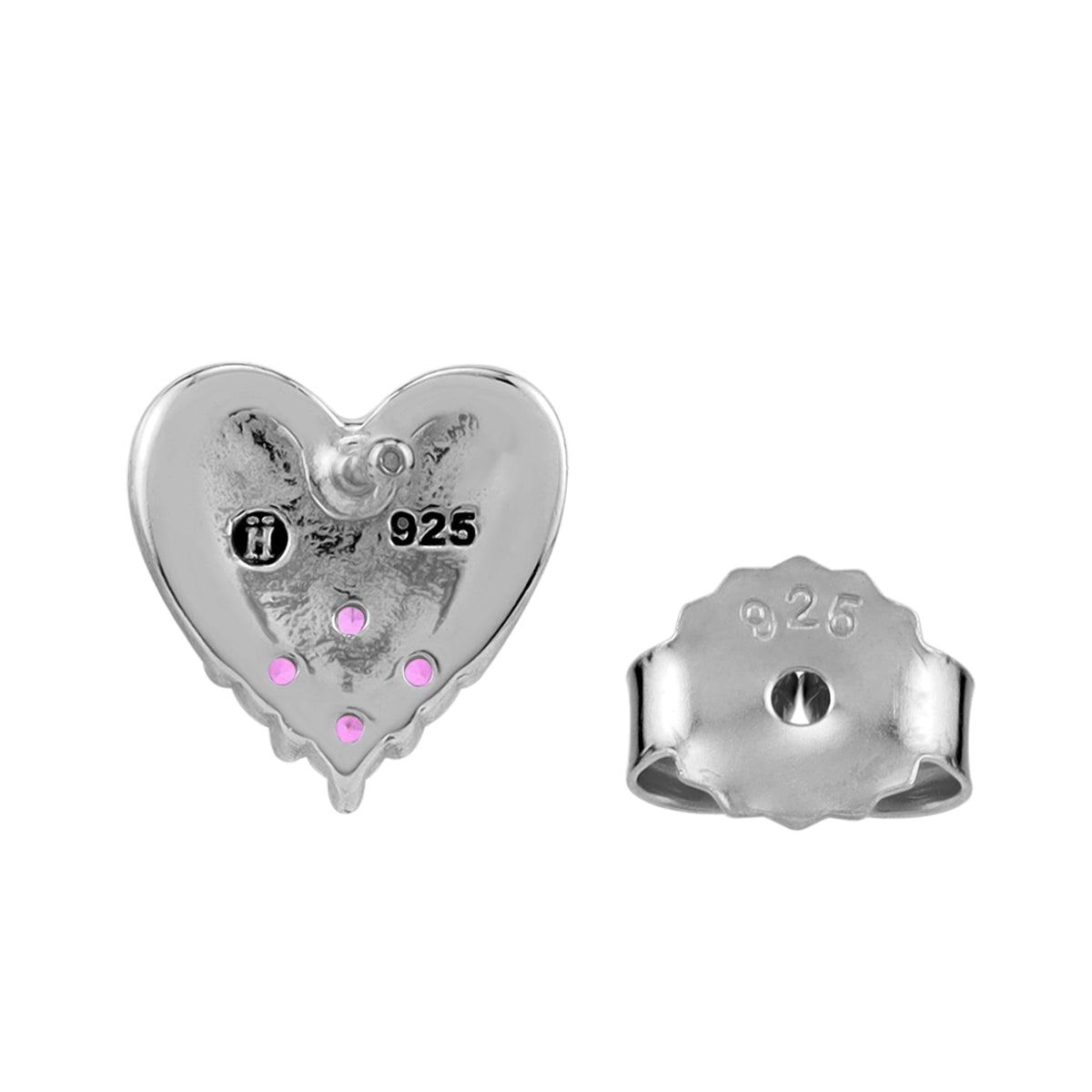 Petite Created Pink Tourmaline 925 Sterling Silver Minimalist Trendy Heart Casual Love Stud Earrings silvershake