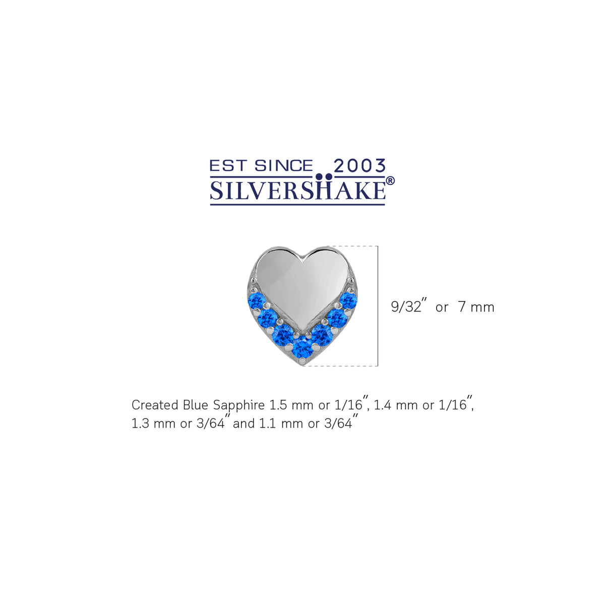 Petite Created Blue Sapphire 925 Sterling Silver Minimalist Trendy Heart Casual Love Stud Earrings silvershake