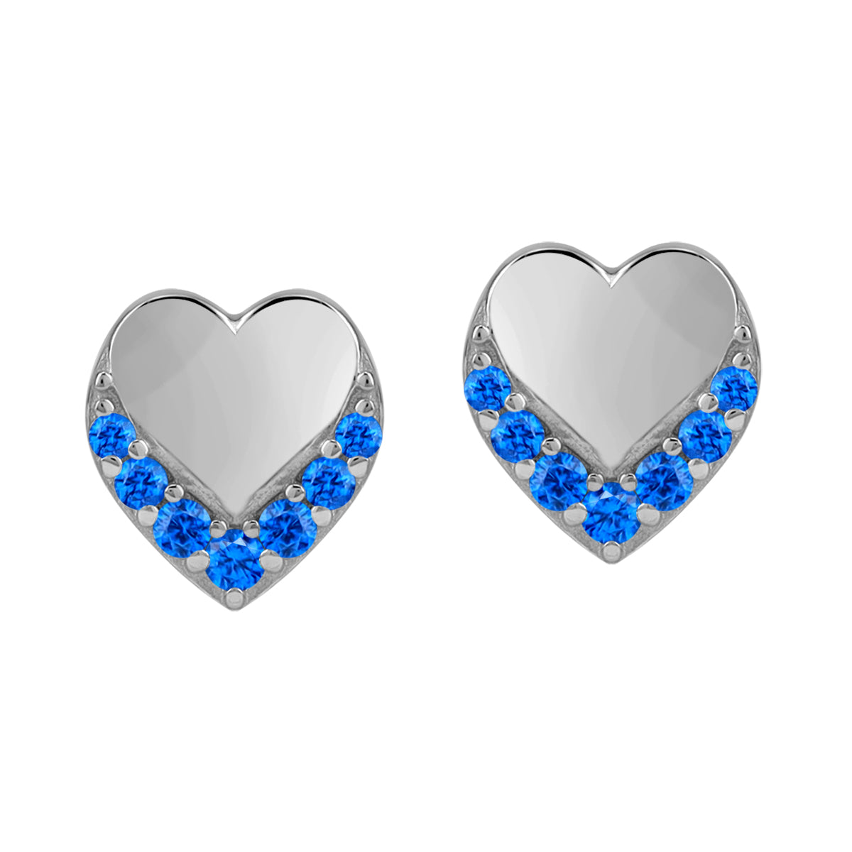 Petite Created Blue Sapphire 925 Sterling Silver Minimalist Trendy Heart Casual Love Stud Earrings silvershake