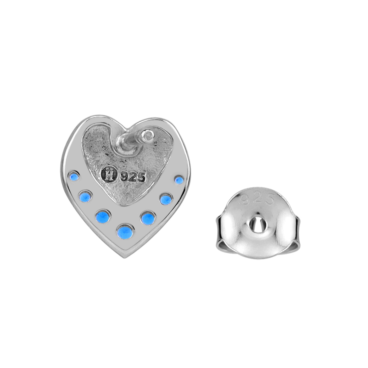 Petite Created Blue Sapphire 925 Sterling Silver Minimalist Trendy Heart Casual Love Stud Earrings silvershake