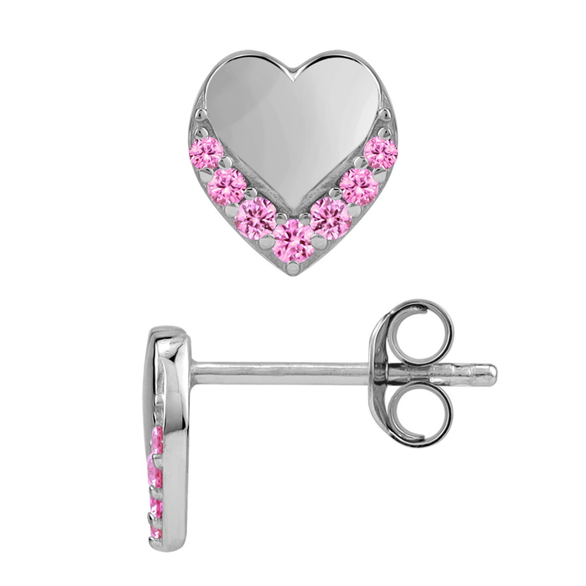 Petite Created Pink Tourmaline 925 Sterling Silver Minimalist Trendy Heart Casual Love Stud Earrings silvershake