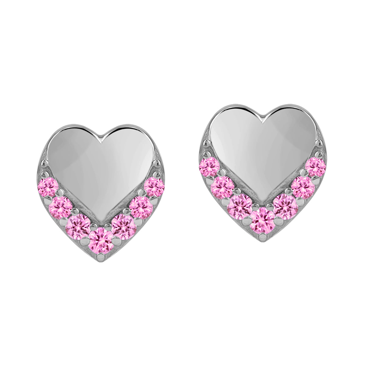 Petite Created Pink Tourmaline 925 Sterling Silver Minimalist Trendy Heart Casual Love Stud Earrings silvershake