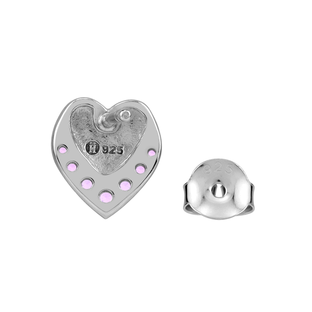 Petite Created Pink Tourmaline 925 Sterling Silver Minimalist Trendy Heart Casual Love Stud Earrings silvershake