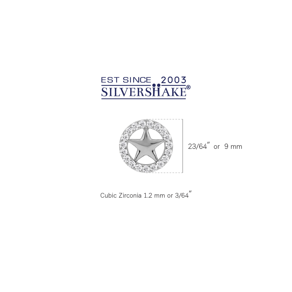 White Cubic Zirconia 925 Sterling Silver Minimalist Trendy Chic Star in Circle Stud Post Earrings silvershake