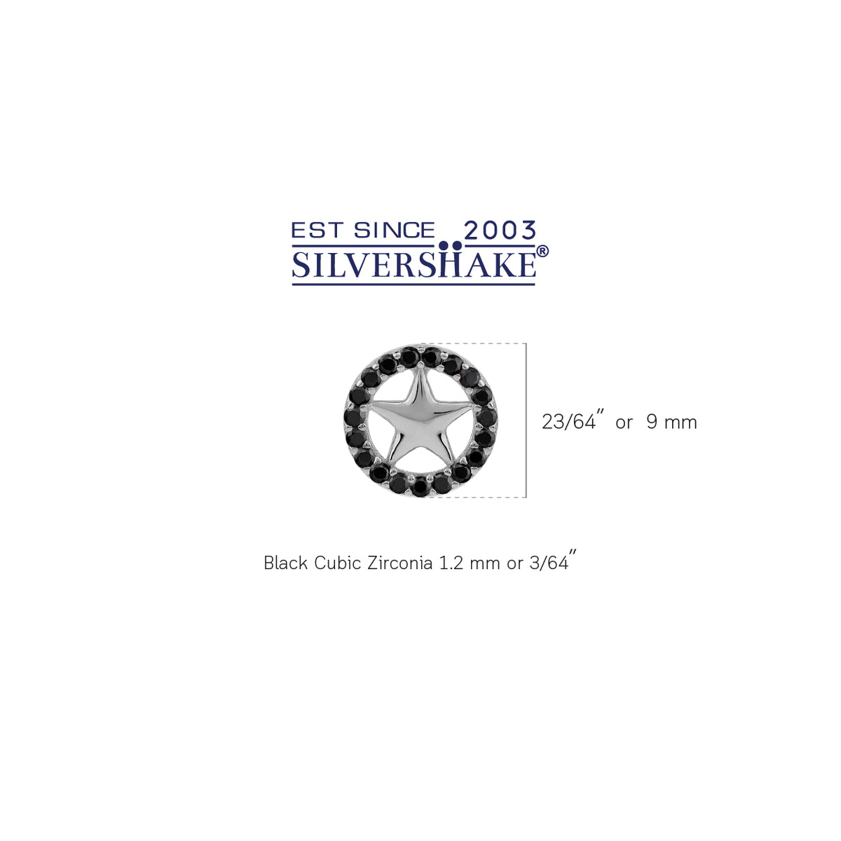 Black Cubic Zirconia 925 Sterling Silver Minimalist Trendy Chic Star in Circle Stud Post Earrings silvershake