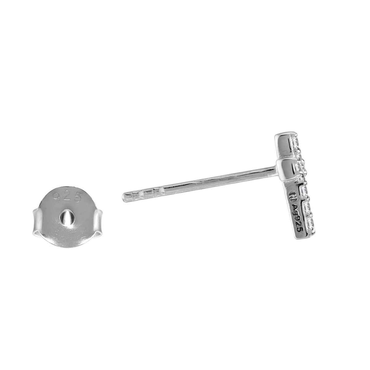 Ultra Petite White CZ 925 Sterling Silver Minimalist Trendy Cross Religion Christian Stud Earrings silvershake