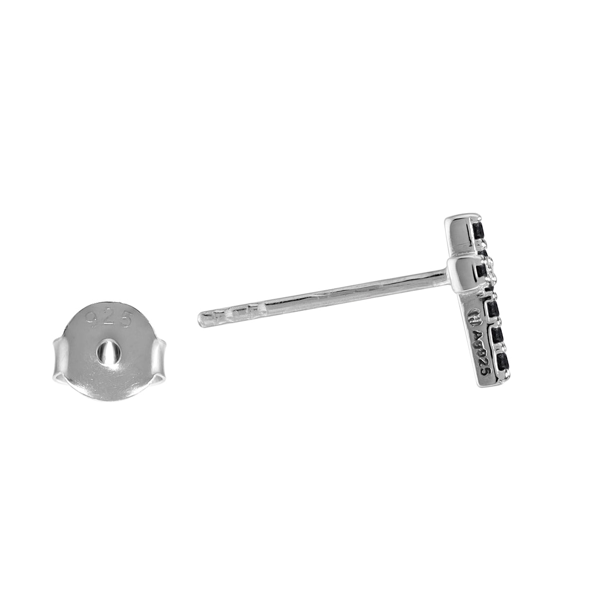 Ultra Petite Black CZ 925 Sterling Silver Minimalist Trendy Cross Religion Christian Stud Earrings silvershake