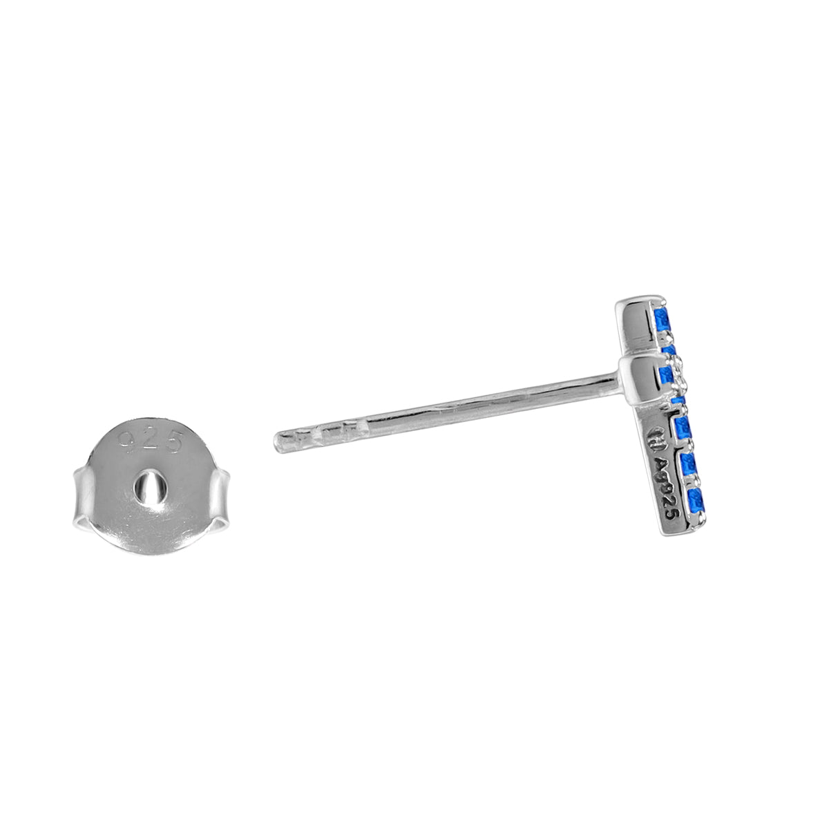 Ultra Petite Blue Sapphire 925 Sterling Silver Minimalist Trendy Chic Cross Religion Stud Earrings silvershake