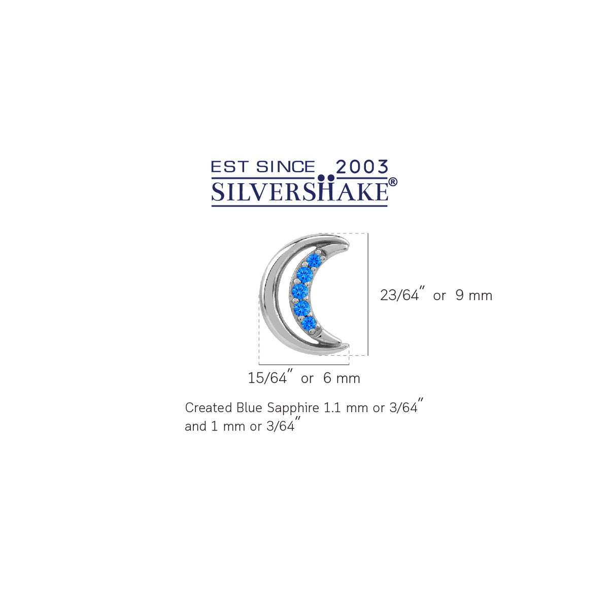 Created Blue Sapphire 925 Sterling Silver Minimalist Trendy Chic Crescent Moon Stud Post Earrings silvershake