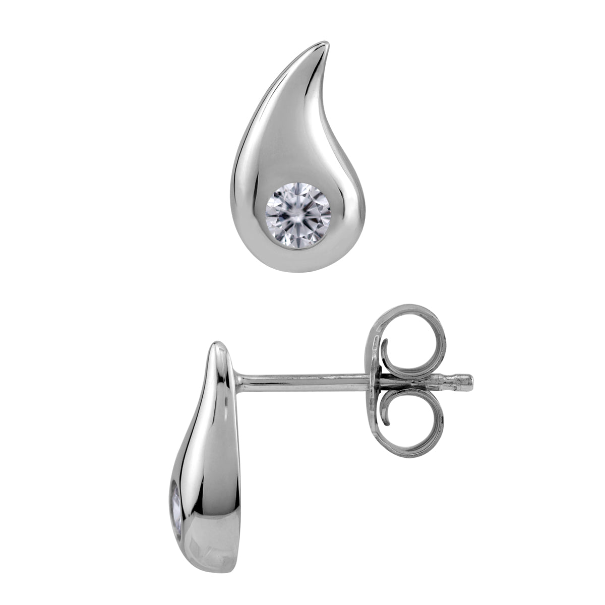 White Cubic Zirconia 925 Sterling Silver Minimalist Trendy Paisley Shape Drop Stud Post Earrings silvershake