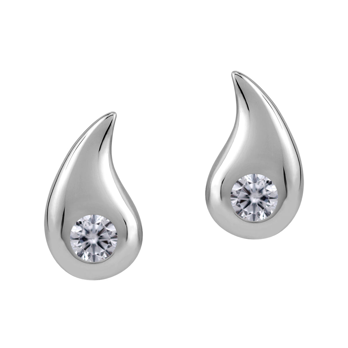 White Cubic Zirconia 925 Sterling Silver Minimalist Trendy Paisley Shape Drop Stud Post Earrings silvershake