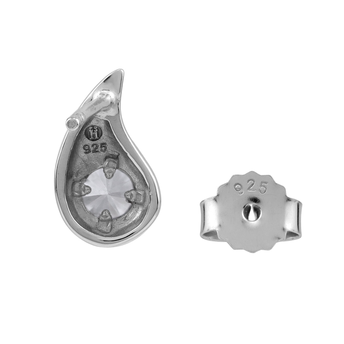 White Cubic Zirconia 925 Sterling Silver Minimalist Trendy Paisley Shape Drop Stud Post Earrings silvershake