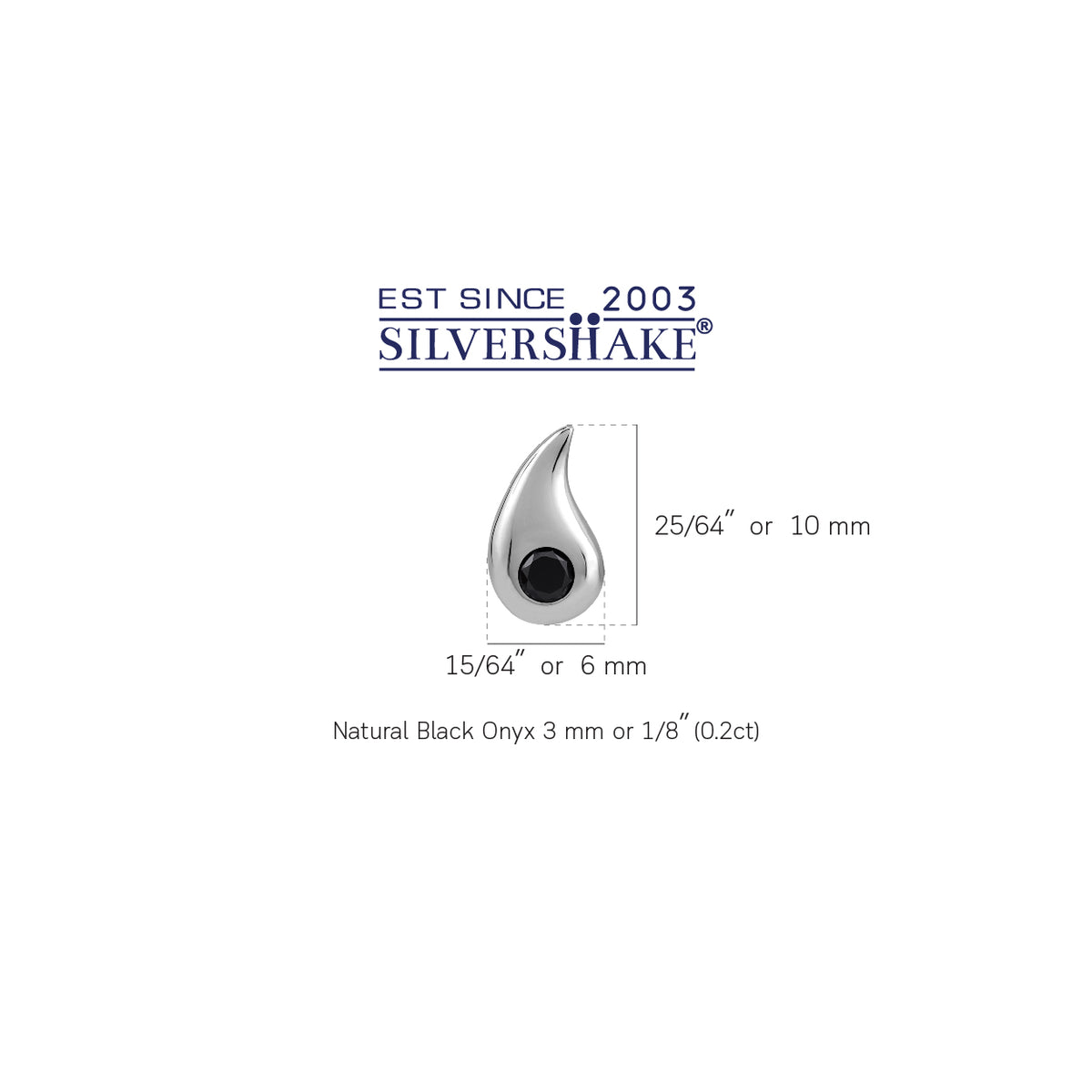 Natural Black Onyx 925 Sterling Silver Minimalist Trendy Chic Paisley Shape Drop Stud Post Earrings silvershake