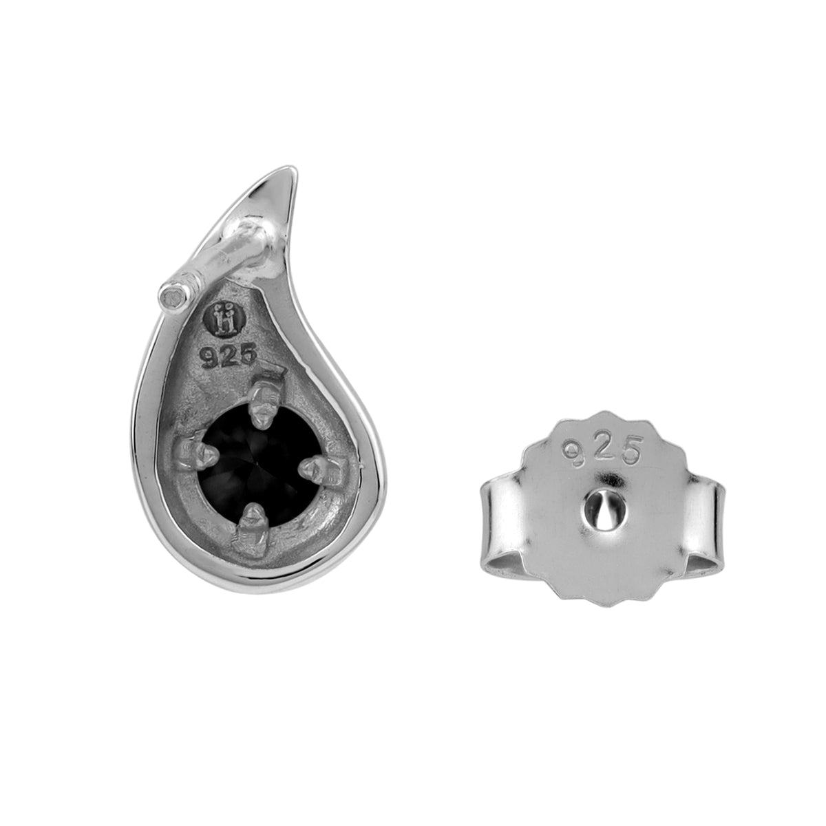 Natural Black Onyx 925 Sterling Silver Minimalist Trendy Chic Paisley Shape Drop Stud Post Earrings silvershake