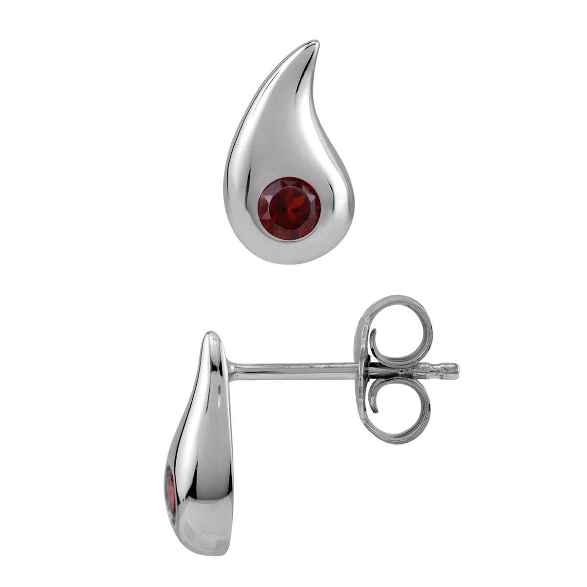 Natural Red Garnet 925 Sterling Silver Minimalist Trendy Chic Paisley Shape Drop Stud Post Earrings silvershake