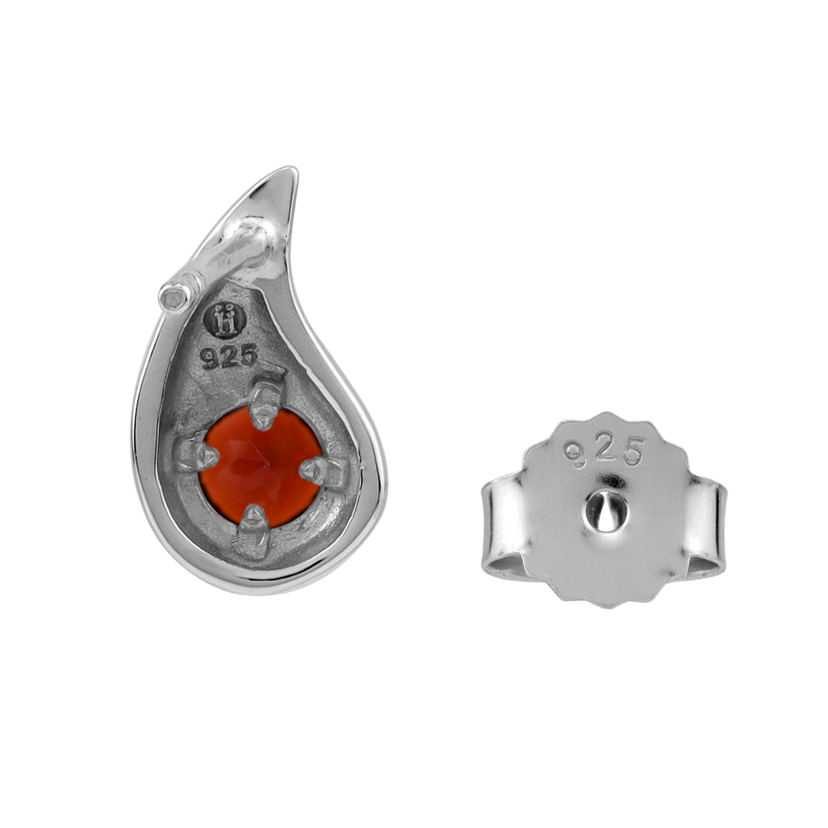 Natural Red Garnet 925 Sterling Silver Minimalist Trendy Chic Paisley Shape Drop Stud Post Earrings silvershake