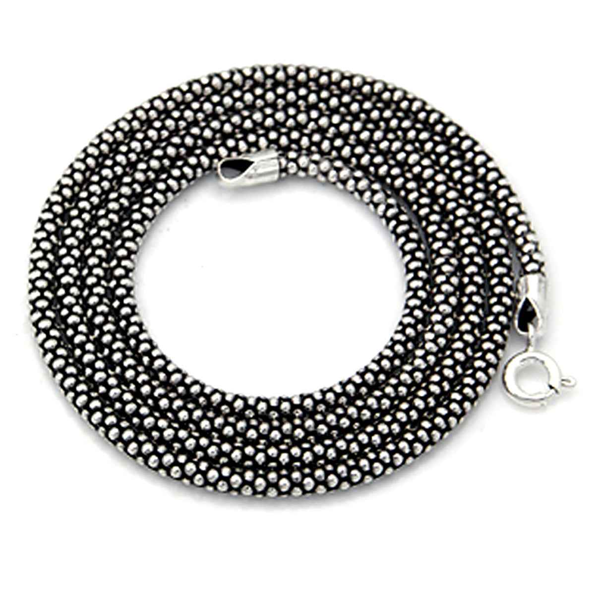 Oxidized 2.8mm 925 Sterling Silver Popcorn Chain Necklace 20 Inch
